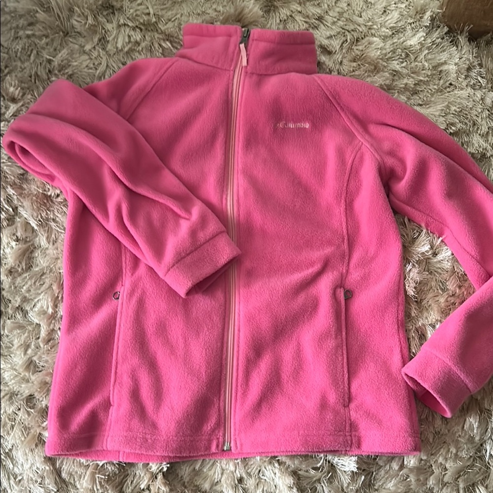 Columbia Pink Fleece Jacket Full-Zip Athletic Style